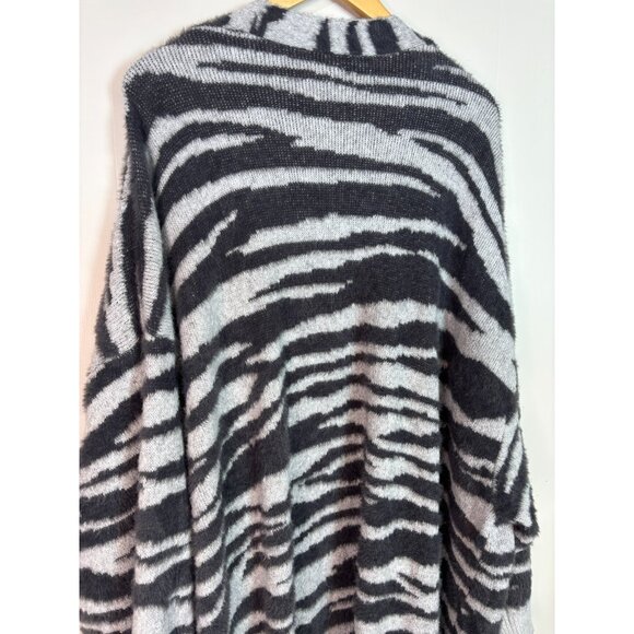 Terra & Sky Cardigan 4X Gray Tiger Stripe Jacquard Eyelash Duster Open-Front NWT - Picture 5 of 8